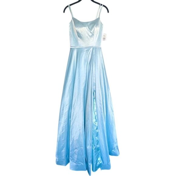 Strapless Light Blue Satin A-Line Formal Gown Size 4 Dress by COLORS 2182 - Picture 5 of 12